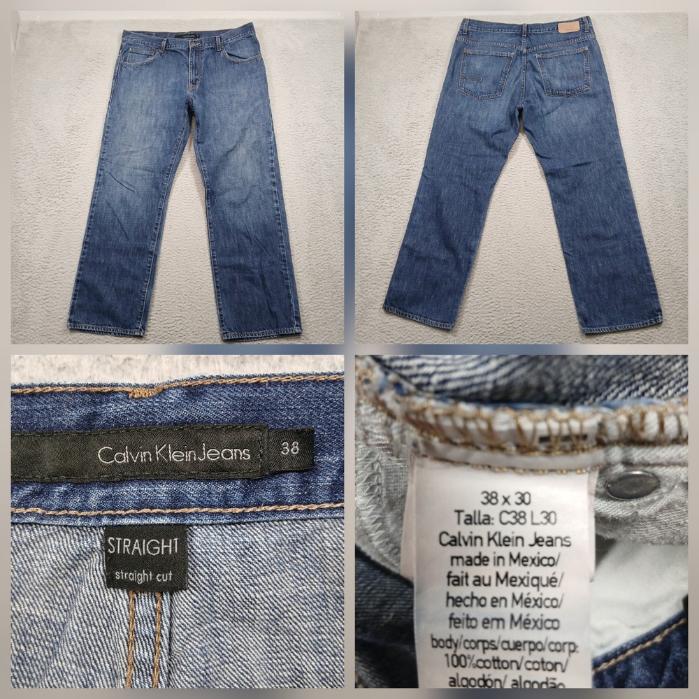 Calvin Klein Jeans Straight Leg Men's 38x30 Blue‎ Denim Made in Mexico
